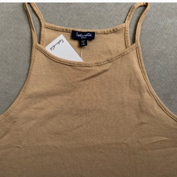 Splendid Tank Top Halter Tank Size Small Beige Neutral Cotton $48 - Picture 12 of 12